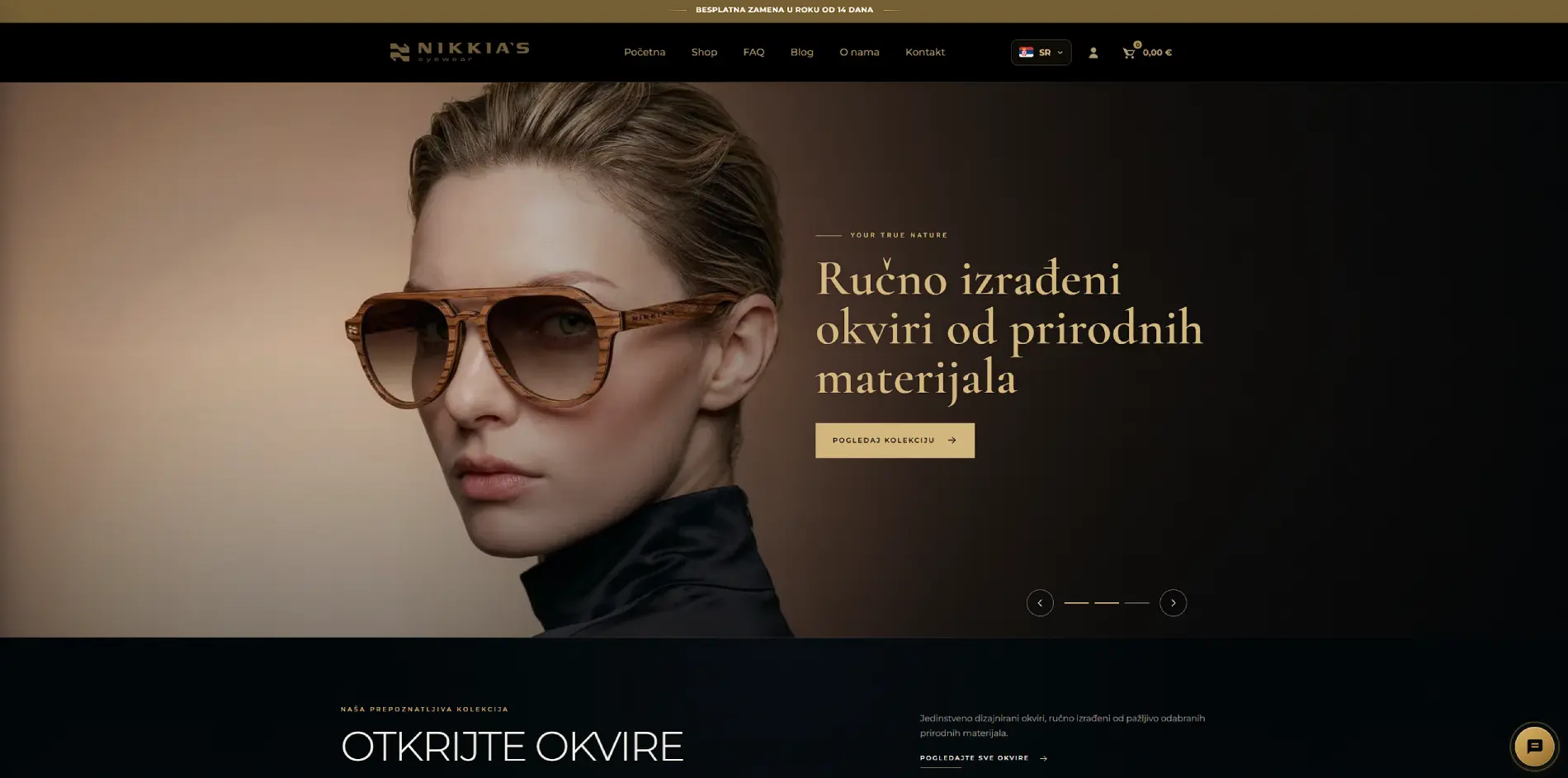 WooCommerce online prodavnica za Nikkias ručno pravljene naočare