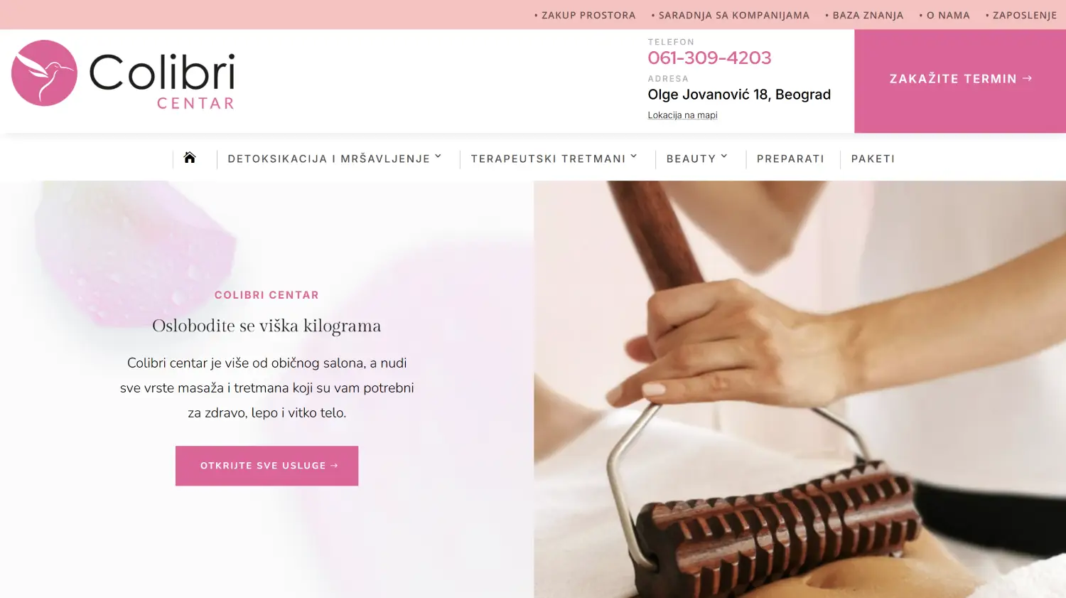 Izrada web sajta za salon lepote Colibri Centar Beograd